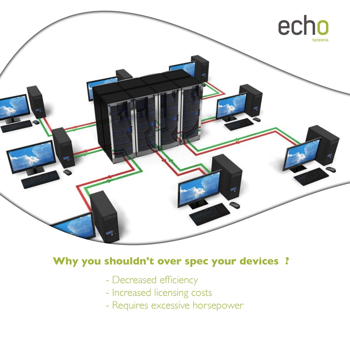 EchoTanzania_'s tweet photo. A common mistake a lot of clients make is overspecing their devices. 

To learn more contact us at  jambo@echotanzania.co.tz 

#echo #echotanzania #echotz #echoteller #tanzania #telecoms #telecommunication #telecommunications #telecomm #ictcompanytanzania https://t.co/O1iwthyyR2