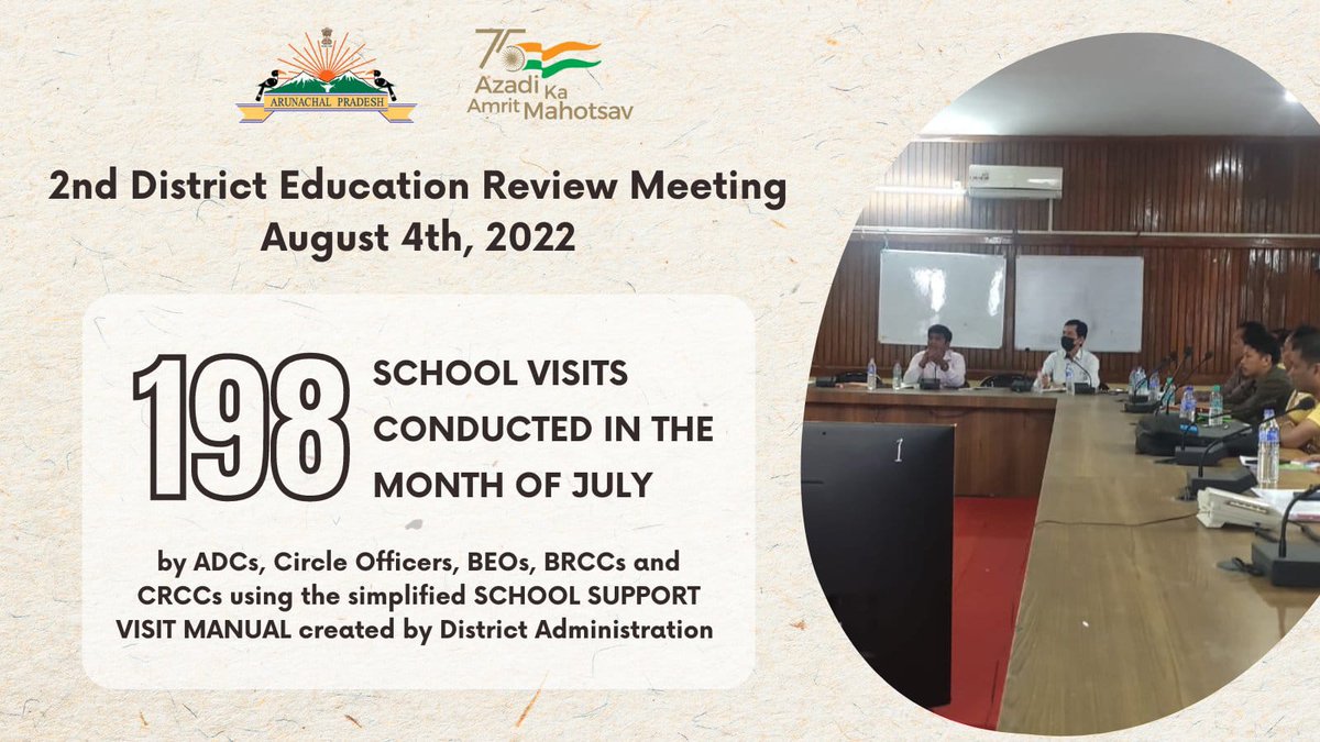 MyGovArunachal's tweet photo. Envisaging #NEP2020, various initiatives have been undertaken with active participation from officials in July 2022 and key decisions made to transform the #education system of #ArunachalPradesh.

#6yearsofpemasarkar #azadikaamritmahotsav https://t.co/3MJD16zP9J