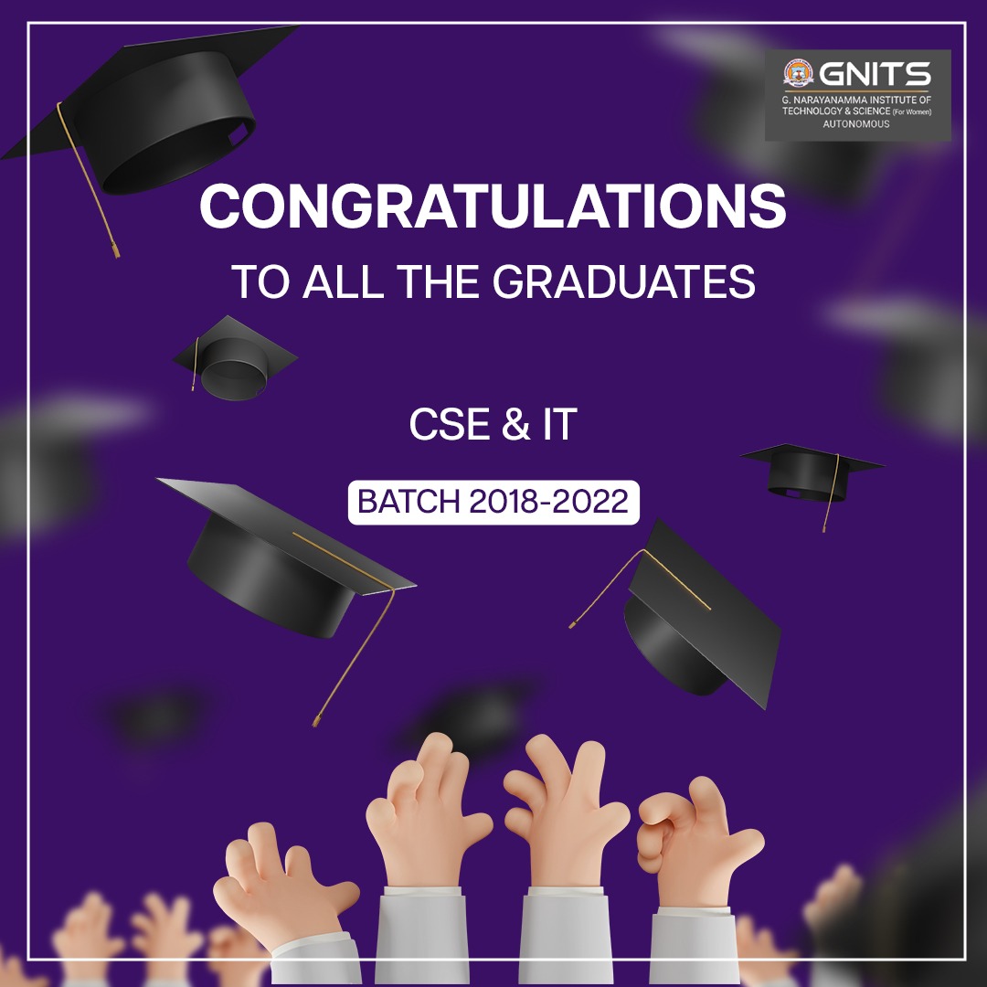 Gnits_Hyd's tweet photo. Milestone Reached by Our Beloved Students of Cse & It Department Who Graduated Class of 2018-2022
.
.
.
#graduationday #graduationday2022 #Convocation2022 #congratulationsgraduates #gprec #gnits #BTech #csestudents #csesuccess #ITGraduates #womensengineeringcollege https://t.co/4Ku8CQIz25