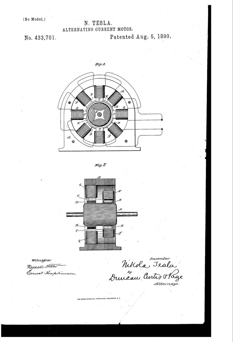 On Aug 5, 1890, Nikola Tesla patented alternating-current electro-magnetic motor.