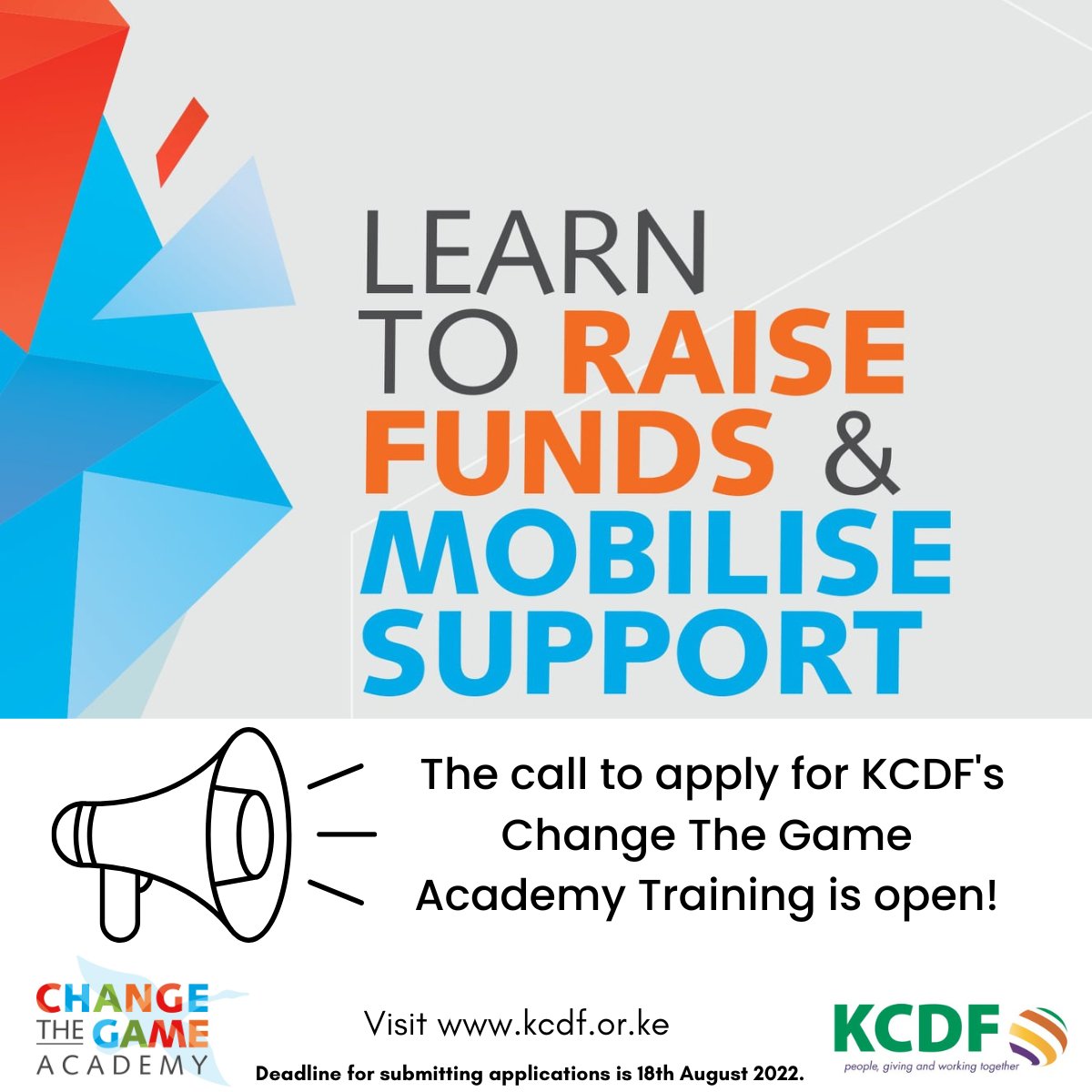 KCDF's tweet photo. 📢📢📢KCDF is seeking interested civil society organizations in Kenya (CSOs, CBOs, NGOs, and Self-Help Groups) to join its @CTGAcademy training. 

For more information on the call, take a look at the comprehensive guideline through this link
https://t.co/MhrCs7waWL https://t.co/v80fI439mE
