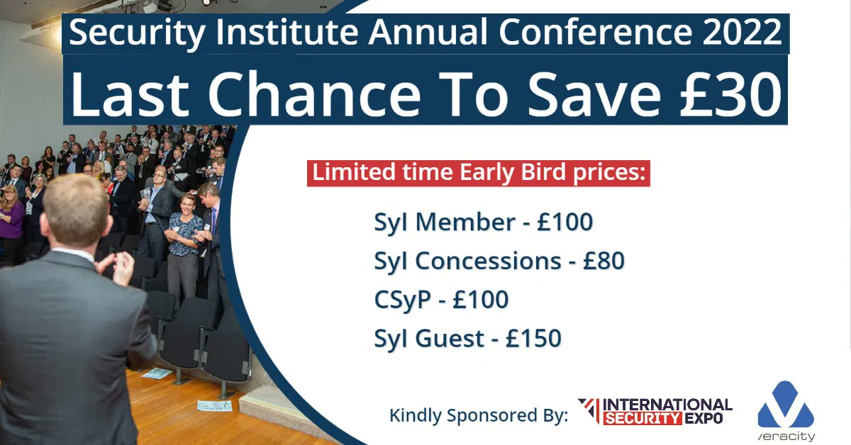 You have until 3pm this afternoon to book your tickets at this price, saving £30!
We have some fantastic speakers already lined up, and we are thrilled to announce that the topic for this year's Conference is "Protecting our Future

Book Here: buff.ly/3B08Uqk