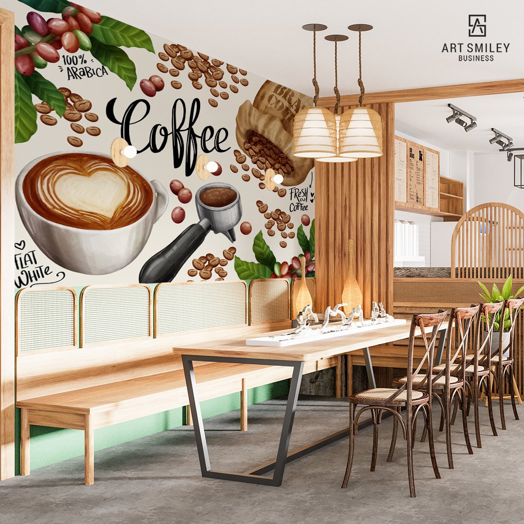 ArtSmileyBiz's tweet photo. Refresh your morning with freshly ground coffee with an aromatic smell. ArtSmiley offers best wall murals for your cafe.

#artsmiley #artsmileybusiness #artsmileybiz #wallmural #restaurantmural #coffeewallmural #muralinrestaurant #wallmuralwork #wallmuralimages https://t.co/dSv5SzNAbu