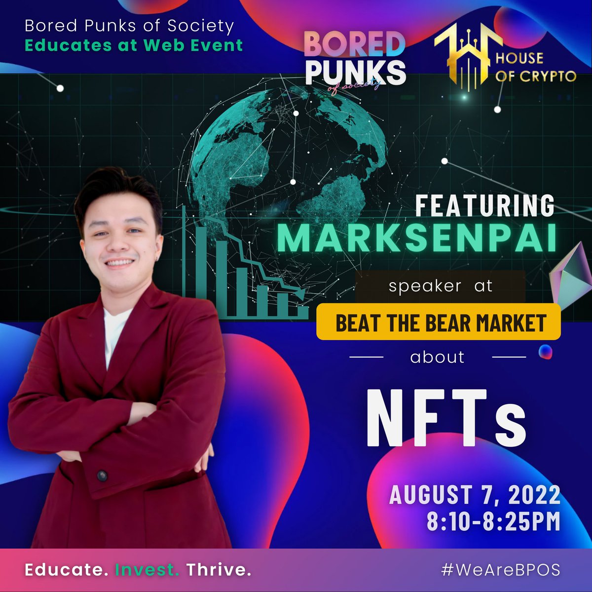 Let’s tackle NFTs with Mark Senpai during the BEAT THE BEAR MARKET webinar on August 7, 2022, 8:10-8:25PM! 🤓📉