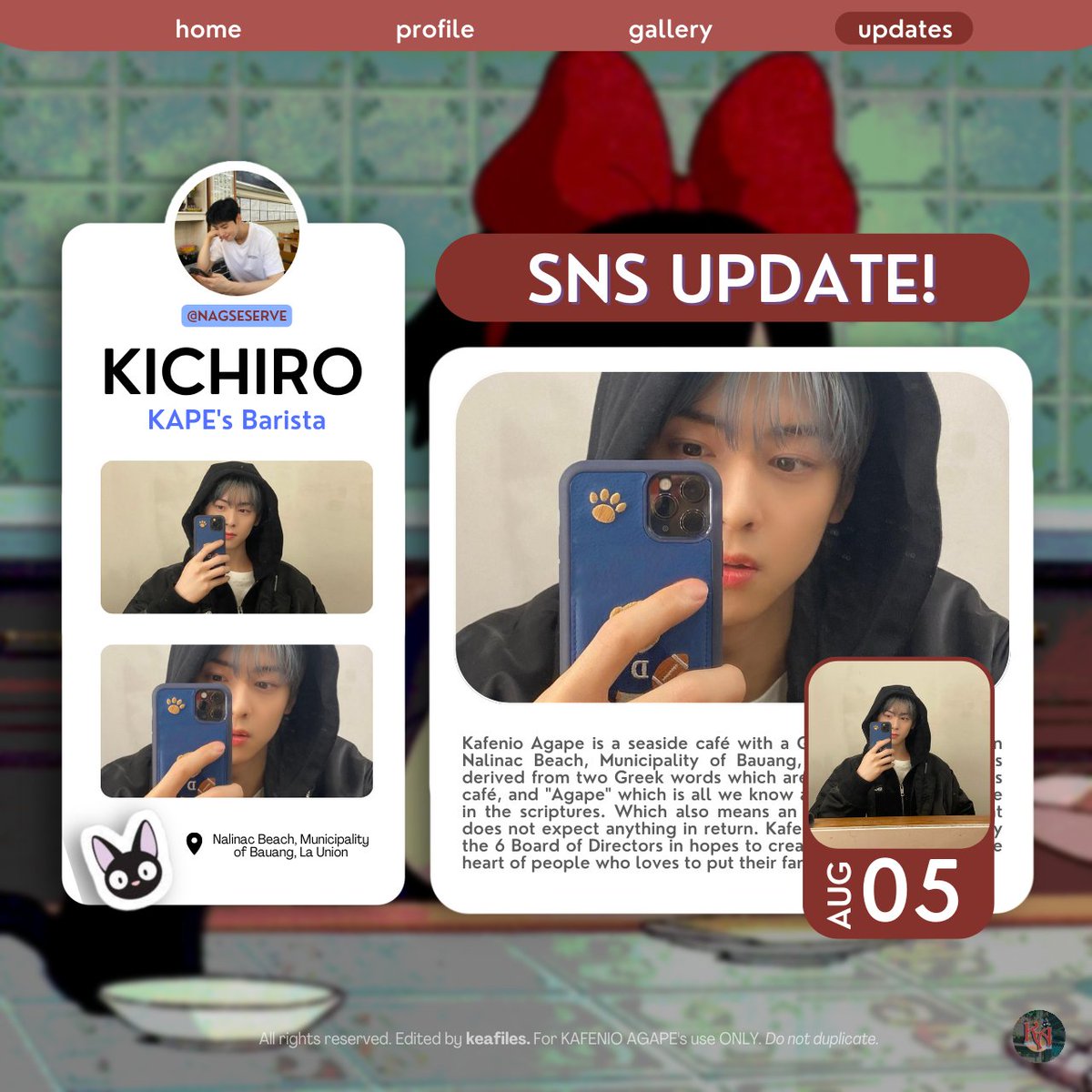 ⠀
                    
            KICHIRO’S   SNS UPDATE
            08、05、22   ☘  3:15 PM