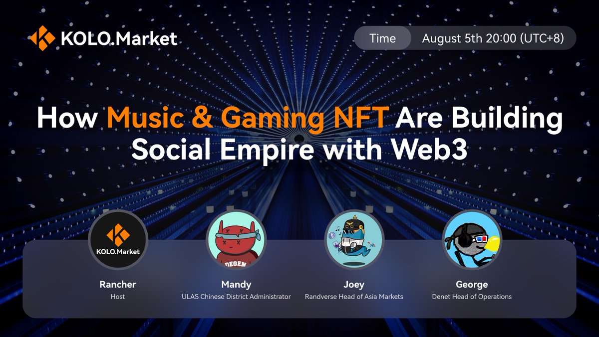 How Music &amp; Gaming NFT Are Building Social Empire with Web3 🎧🎮

👇Space link 
x.com/i/spaces/1YqGo…

1⃣Follow <a href="/KOLONFT/">KOLO.Market</a> <a href="/ulas_network/">ULAS Network</a> <a href="/denet2022/">DeNet</a>
<a href="/Randverse/">Randverse|Predict to Earn|Predict with USDT</a>
2⃣Comment and Tag 3 friends 
3⃣Retweet &amp; Like 

👇Open the link on PC h5.denetme.net/luckdraw/e0115… install #DeNet to join