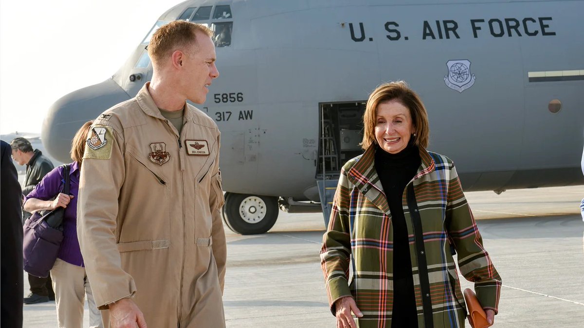realThoughtCTRL's tweet photo. 82 year old Nancy Pelosi has flown to Taiwan, an island nation that separated from Mainland China in a 1949 Civil War, to showcase her stand for democracy. https://t.co/flX7NL0LMm