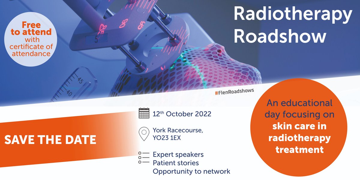 SAVE THE DATE! We are excited to announce our first radiotherapy roadshow on 12th October at York Racecourse. It will be a great day of education and networking! Follow this link to reserve your space wound.flenhealth.com/en-gb/uk_roads… #FlenHealth #Radiotherapy #FlamigelRT #Cancer #Oncology