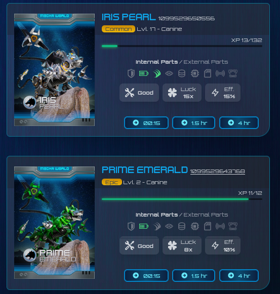 FGL_NFT's tweet photo. Mecha World Part Fitting Phase 1.5 is LIVE!
Read more about it: https://t.co/wKbiuqr1Jq
And the Discord announcement: https://t.co/NZrdHyeXLI
Gogogo and build some awesome doggo's! 🐺
#PlayAndOwn #WAXP #WAXNFT #MutableAssets https://t.co/bnPcjjxzHx