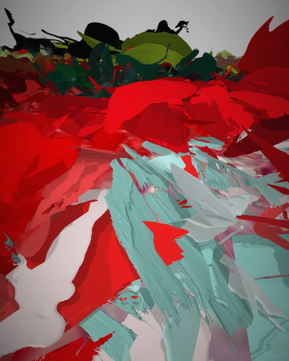 _AlisonGoodyear's tweet photo. Another pic of my virtual abstract painting #VーABpainting #slowpainting ‘Green Palette No.1' which was shortlisted for the #beeppaintingprize2022 #elysiumgallery on till 10th Sept #TiltBrush #OpenBrush #AlisonGoodyear #PollockKrasnerFoundation #PKF #palette #VRア #art #phygital https://t.co/MEi2TQMVqN
