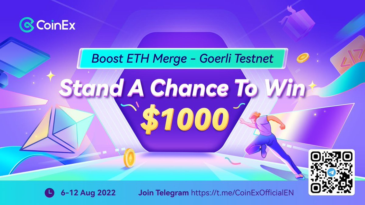 📢 ETH Boosting Competition

Trade $ETH on CoinEx to win $1,000! 💰

⏰ 6th -12th Aug
✅ Deposit, buy or sell at least $50 in ETH in CoinEx Spot Market

Submit proof here 👉 gleam.io/TqpUC/boost-et…

#CoinEx #CryptoTrading #Ethereum