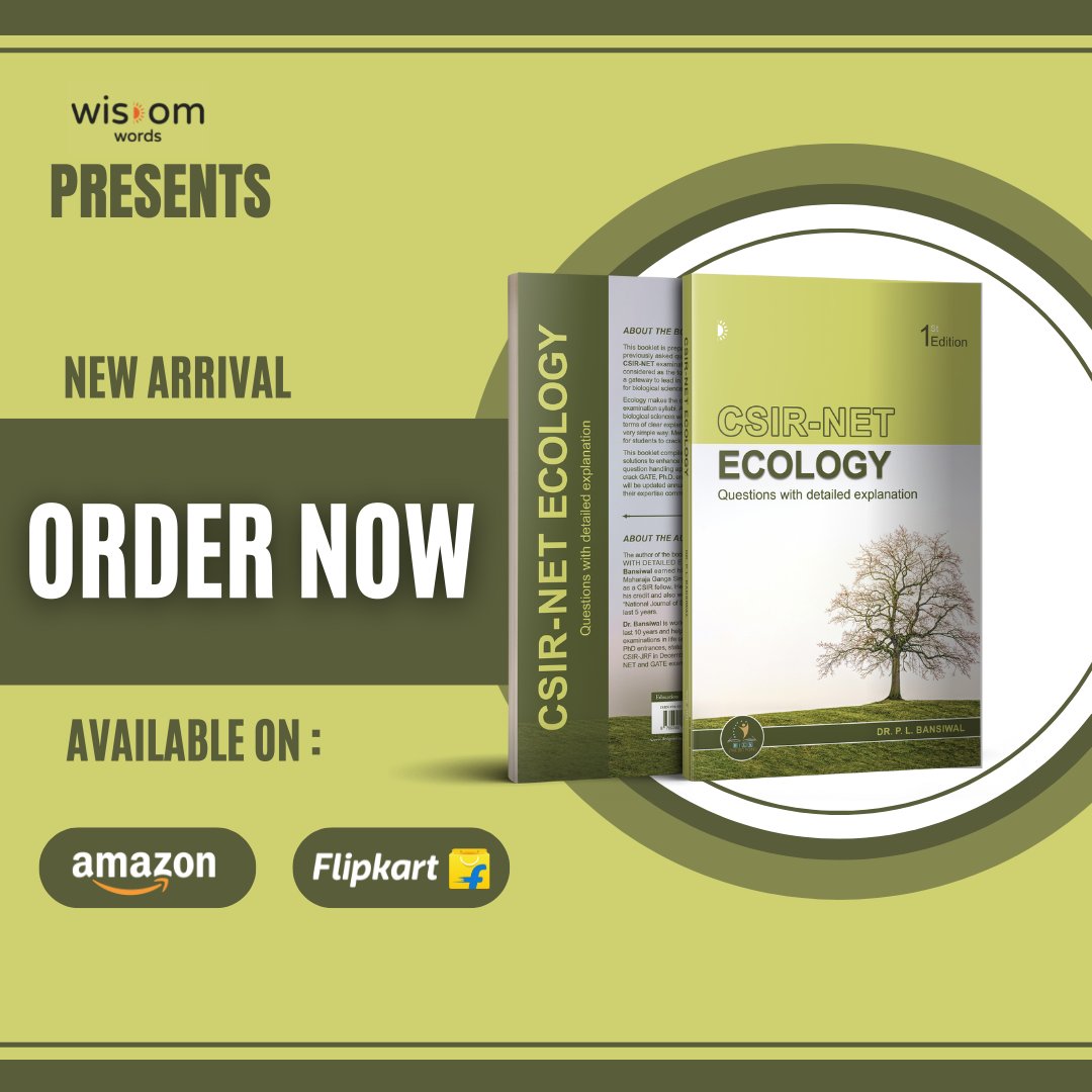 wisdomwordspub's tweet photo. The book is now out for orders and is available on Amazon and Flipkart. The links are given below-
Amazon- https://t.co/8xQaASr0US
Flipkart- https://t.co/DOvjqEho3M

#CSIR #NET #Ecology #newbook #newrelease #goodreads #bookaddict #biblophile #wisdomwords #wisdomwordspublishing https://t.co/DpgucnkNYu