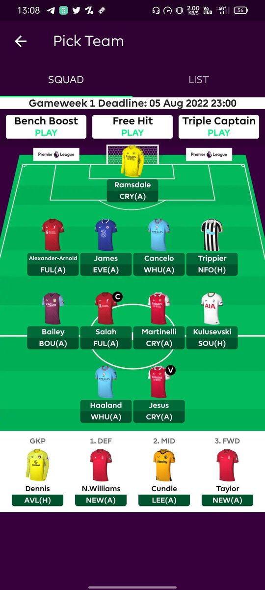 First Draft for FPL This Season 
Still confuse between James-Robertson 
And
Trippier- Perisic 
But still I may Not change it
#fplpanchayat
