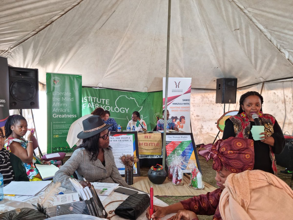NosindisoM's tweet photo. @_IJR_ Nomfundo Mogapi addressing women during the Trauma and Mental Health Awareness dialogue organised by the Institute of Afrikology, SAWID and IJR #countme #raisingonehundredthousandwomenpeacebuilders https://t.co/RrJRuYHi5h