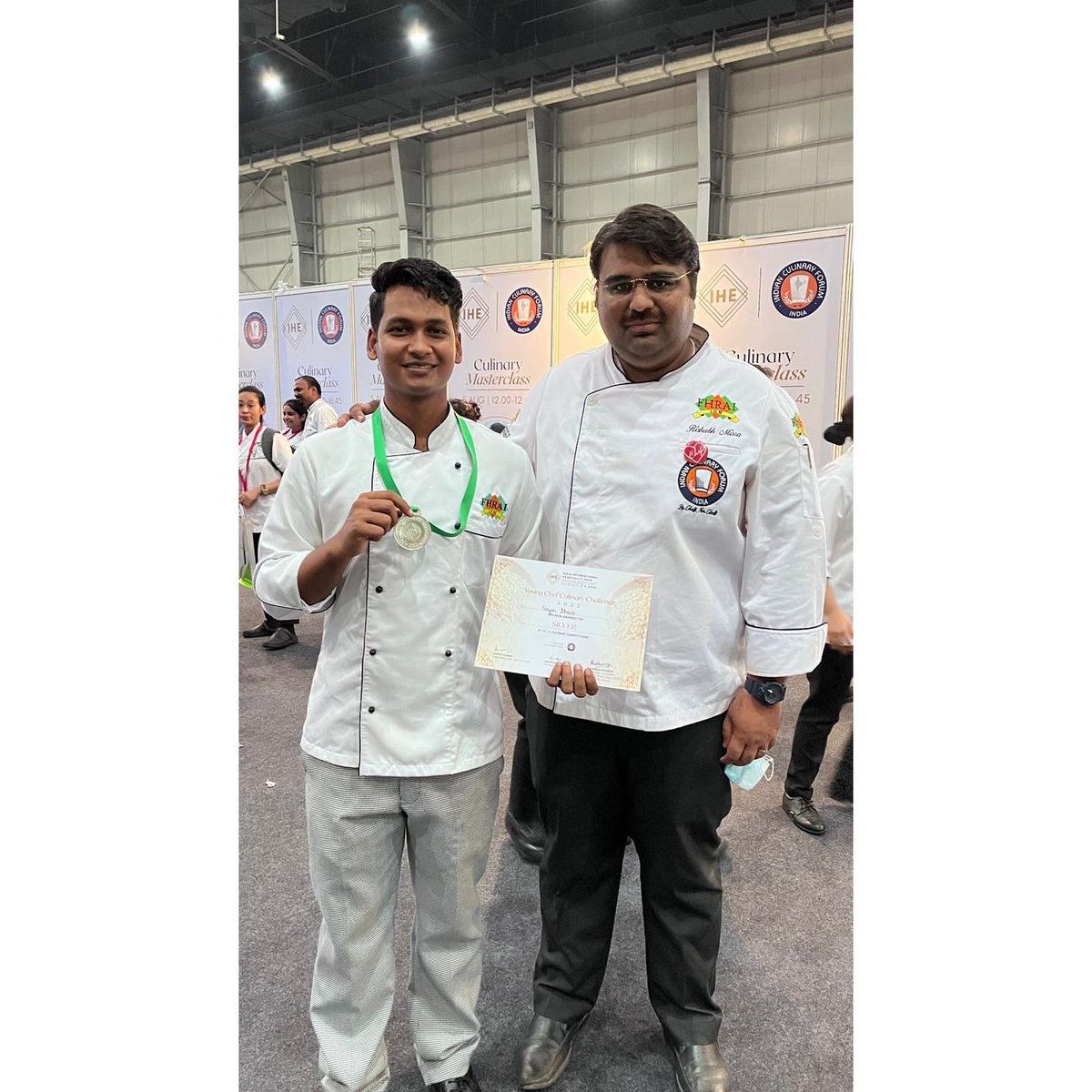 FHRAIIHMOFF's tweet photo. 1st Silver medal for FHRAI IHM, won by Mr. Nayan Shaw in Culinary Competition at IHE 2022,  small step toward a great future.

#hospitality #travel #hospitalityindustry #food #foodporn #chef #cheflife #bar #event #competition #winner #education #challenge #young #entrepreneur https://t.co/xa286E5Uog