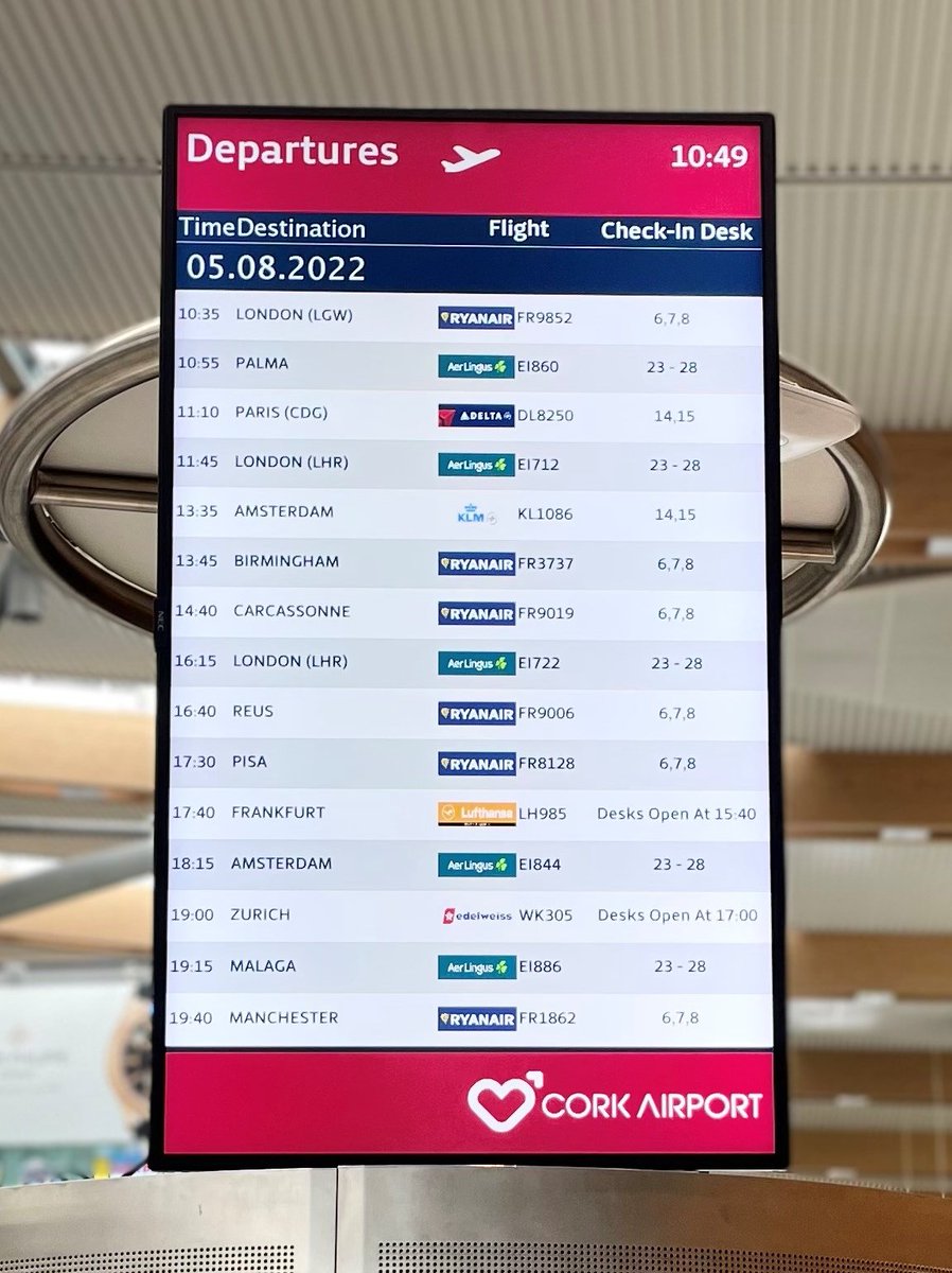 Did you know? 

<a href="/CorkAirport/">Cork Airport</a> is the best connected airport in the south of Ireland? ✈️ 

From Cork, you can fly to hundreds of destinations worldwide 🌍 - with a swift transfer in some of Europe's biggest airport hubs 🛫

London 🇬🇧
Paris 🇫🇷
Amsterdam 🇳🇱
Frankfurt 🇩🇪
Zurich 🇨🇭
