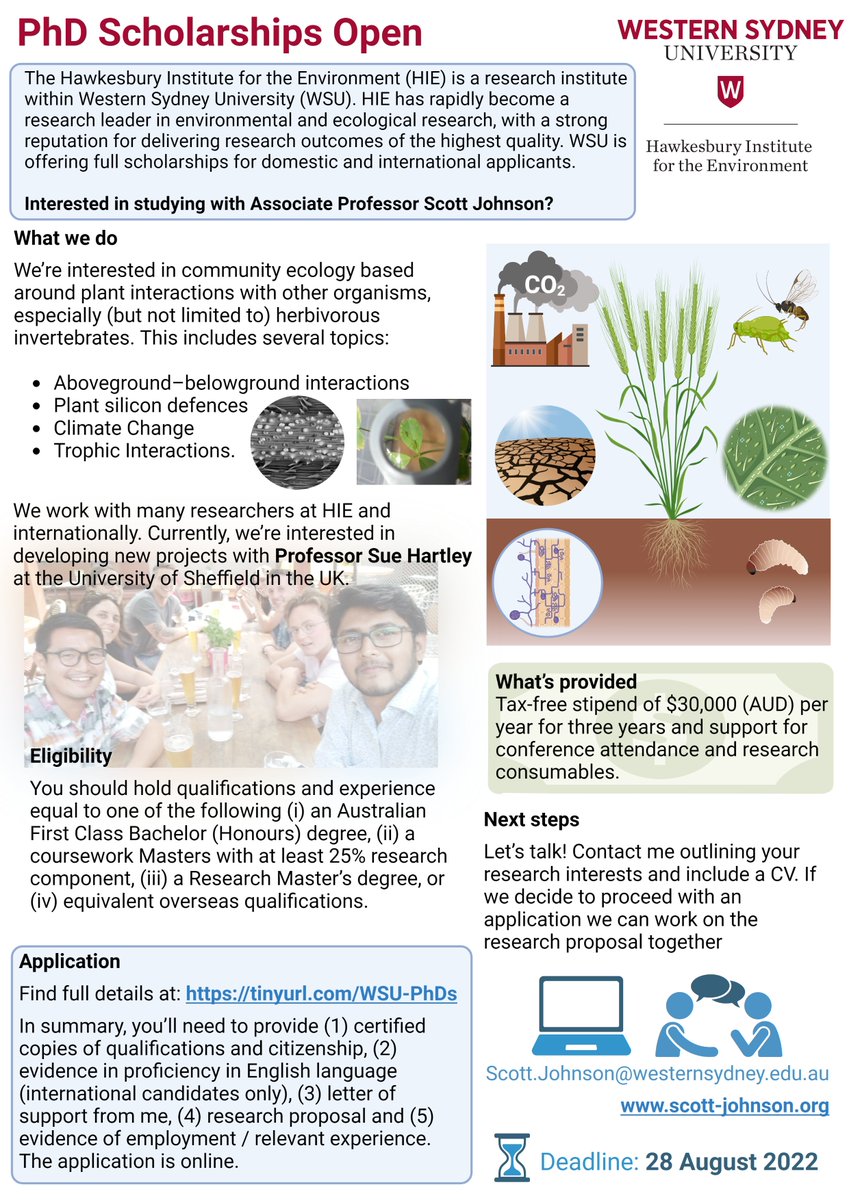 Interested in doing a PhD? Scholarships now available from Western Sydney University. Come and join us!