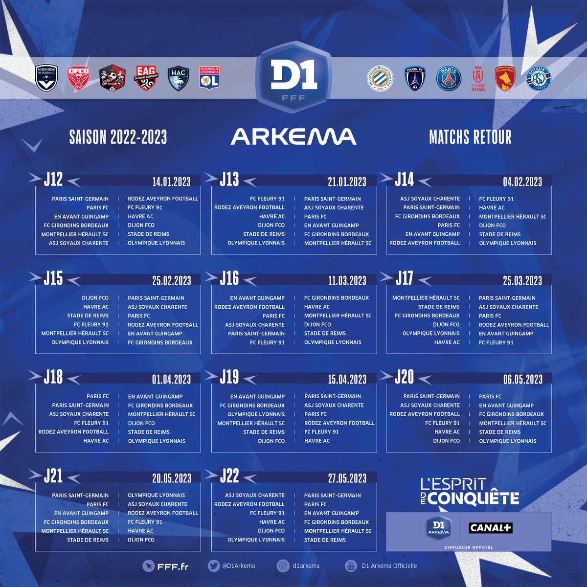 🗓️ Le 𝘾𝙖𝙡𝙚𝙣𝙙𝙧𝙞𝙚𝙧 de la #D1Arkema !
🎬 Début de la saison 2022/23 le 10 septembre

Dites-nous en commentaire LE match que vous attendez avec impatience ↓