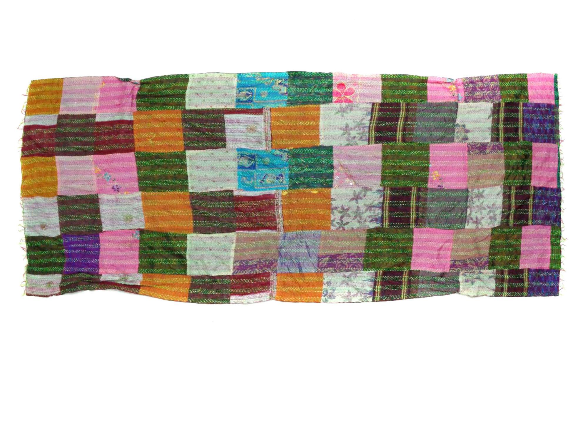 Silk Kantha Scarf Head Wrap Stole patchwork Hand Quilted Bandanas headband KU46