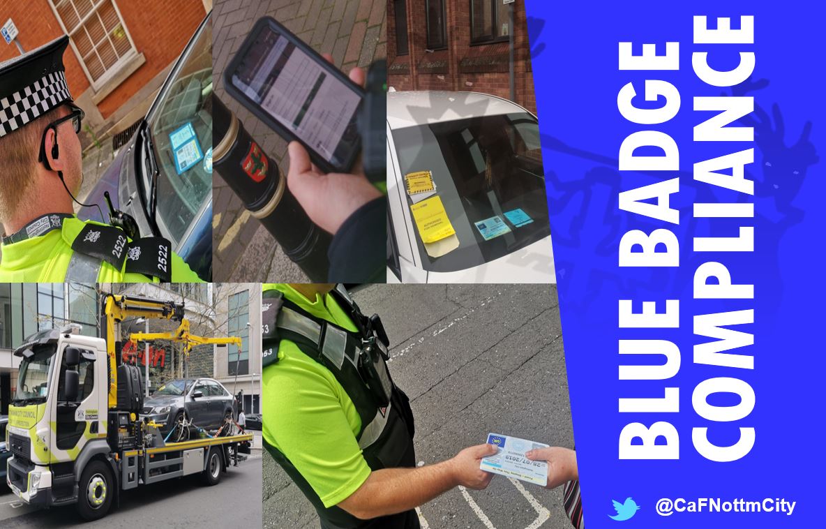CaFNottmCity's tweet photo. Some #FridayFigures from #July;
#BlueBadge checks found:
6 lost, 1 stolen & 3 dead peoples badge being used;
2 drivers refused to allow an inspection.
We questioned 25 motorists, issued 4 cautions & 15 warnings & submitted 4 cases for prosecution
#RespectTheBadge #Nottingham
⬇️ https://t.co/2FoRi4qtuN