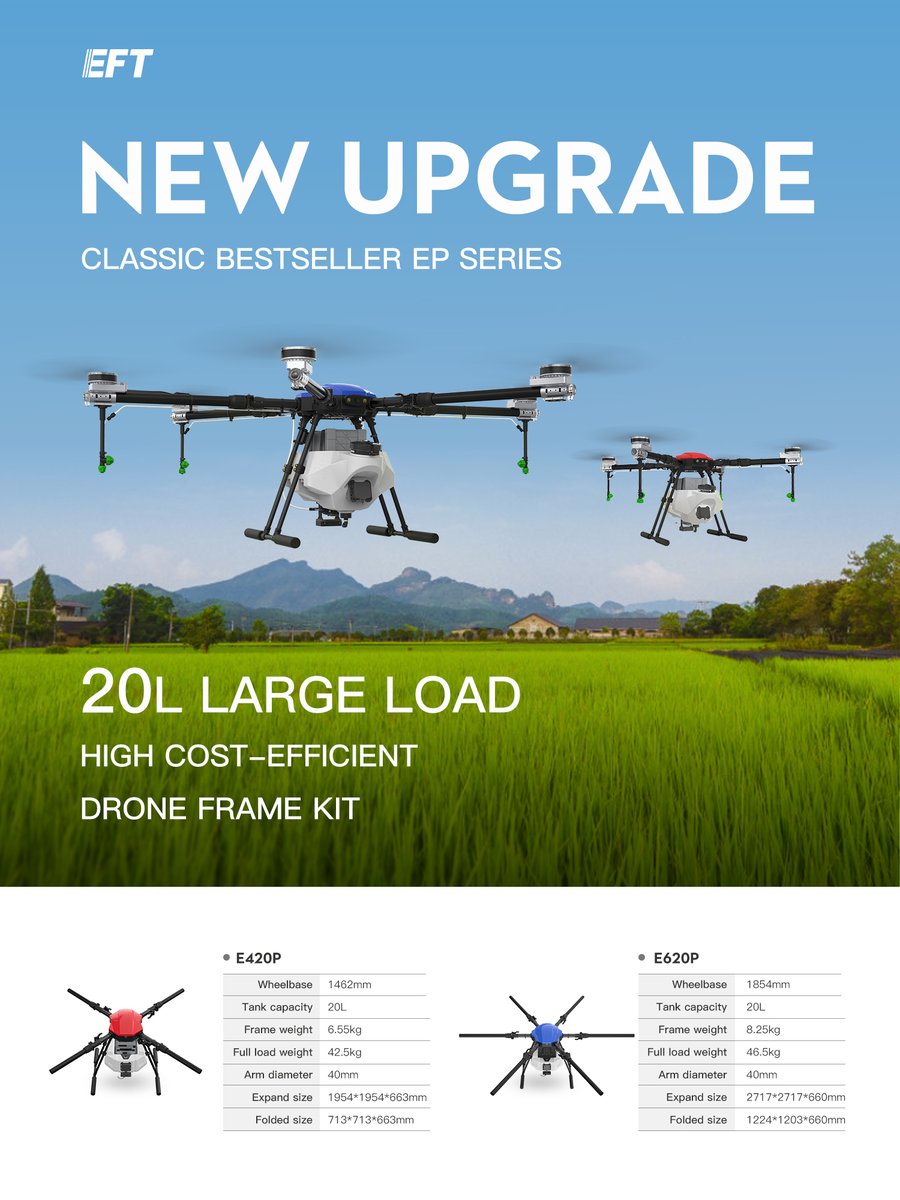 eft_co's tweet image. Great news, EFT launches new upgraded 20L EP series
Large capacity with cost-effective price . 
Quadcopter /hexacopter drone is optional. 

Welcome to consult and book
aheft.en.alibaba.com

#agridrone #droneframe #newupgrade #uav #uavparts