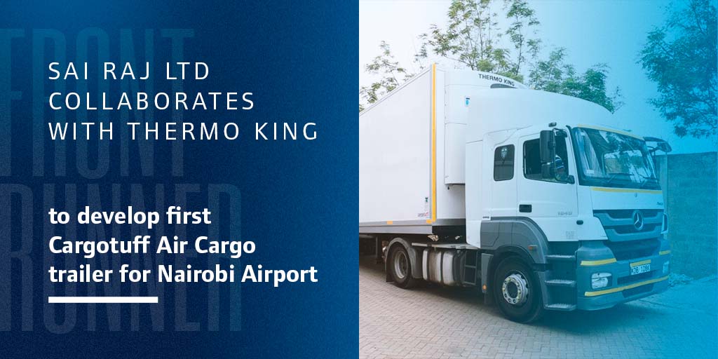 ThermoKingEur's tweet photo. 🚨 Frontrunner alert! At Nairobi Airport 🛫, air cargo will be protected by Thermo King and Sai Raj Ltd! Designed to perfection with a state of the art Thermo King unit, the trailer makes sure perishables can be delivered with confidence!

#Cargotuff #ColdChain #AirCargo https://t.co/rf4ML4BkF7