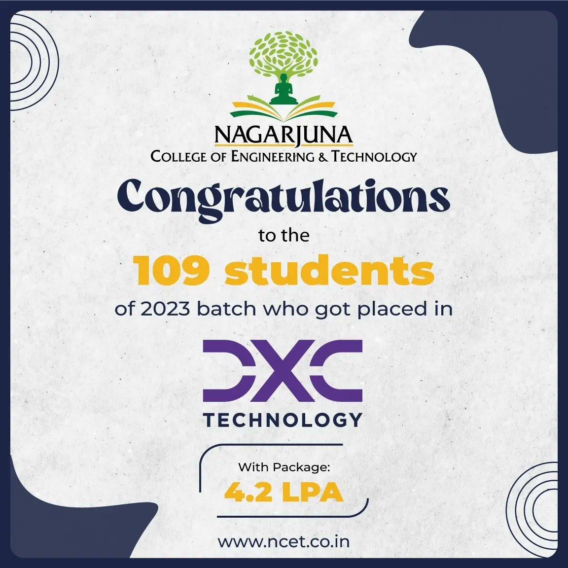 ncet_official's tweet photo. Heartiest congratulations to everyone who got selected in DXC &amp; Meil🎉🎉🎉🎉
#placements #NEP #placementdrive #dxc #meil https://t.co/Y5770MBJcb