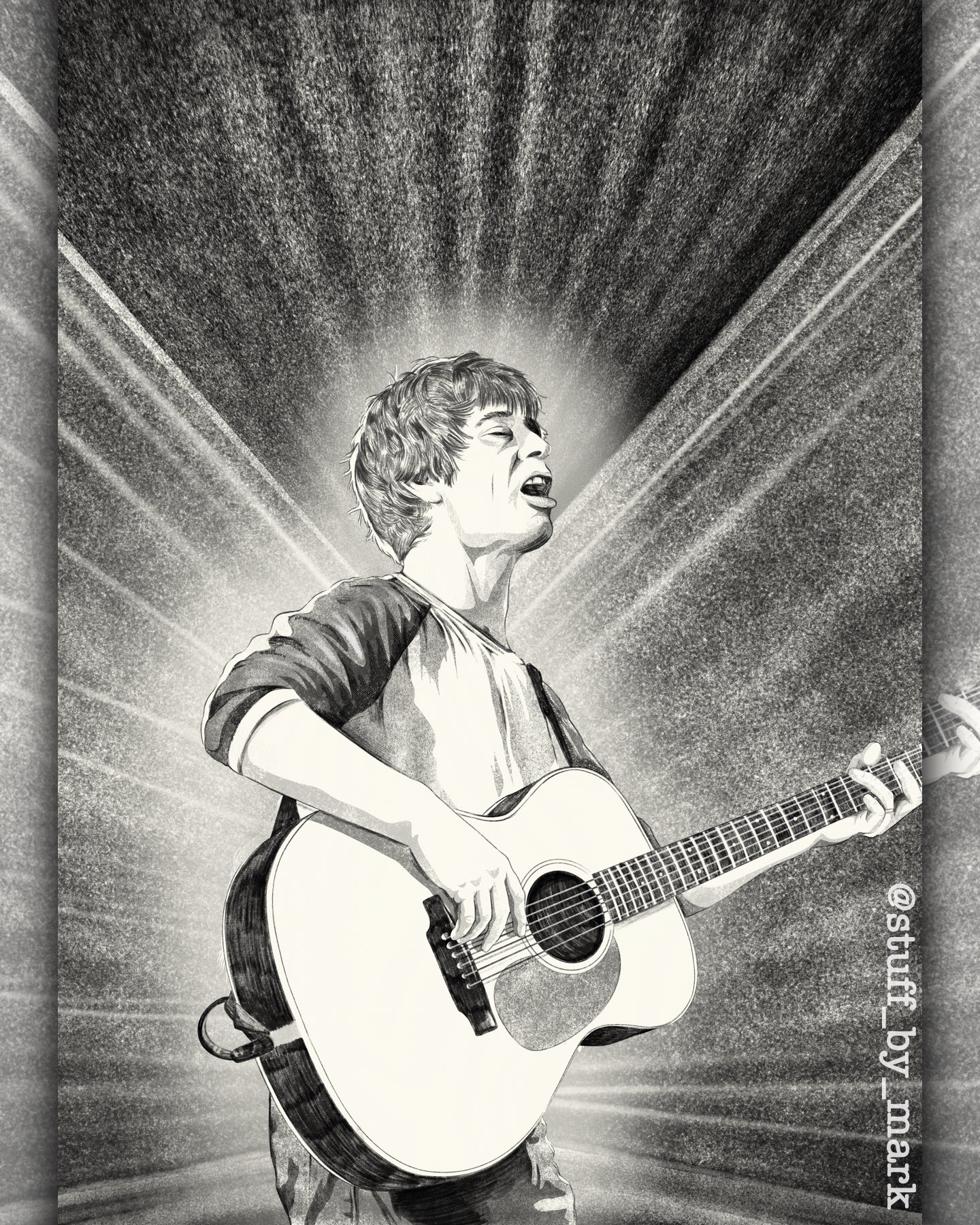 I finished off my Happy belated 60th Birthday to Lee Mavers from The La s drawing. 