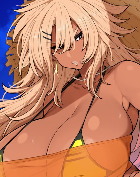 文字なし差分、高解像度版をファンティアに投稿しました!「なんだかんだオタクくんと来た海が楽しみで早く一緒に泳ぎたい黒ギャルヤンキー」  #Fantia #ファンティア 