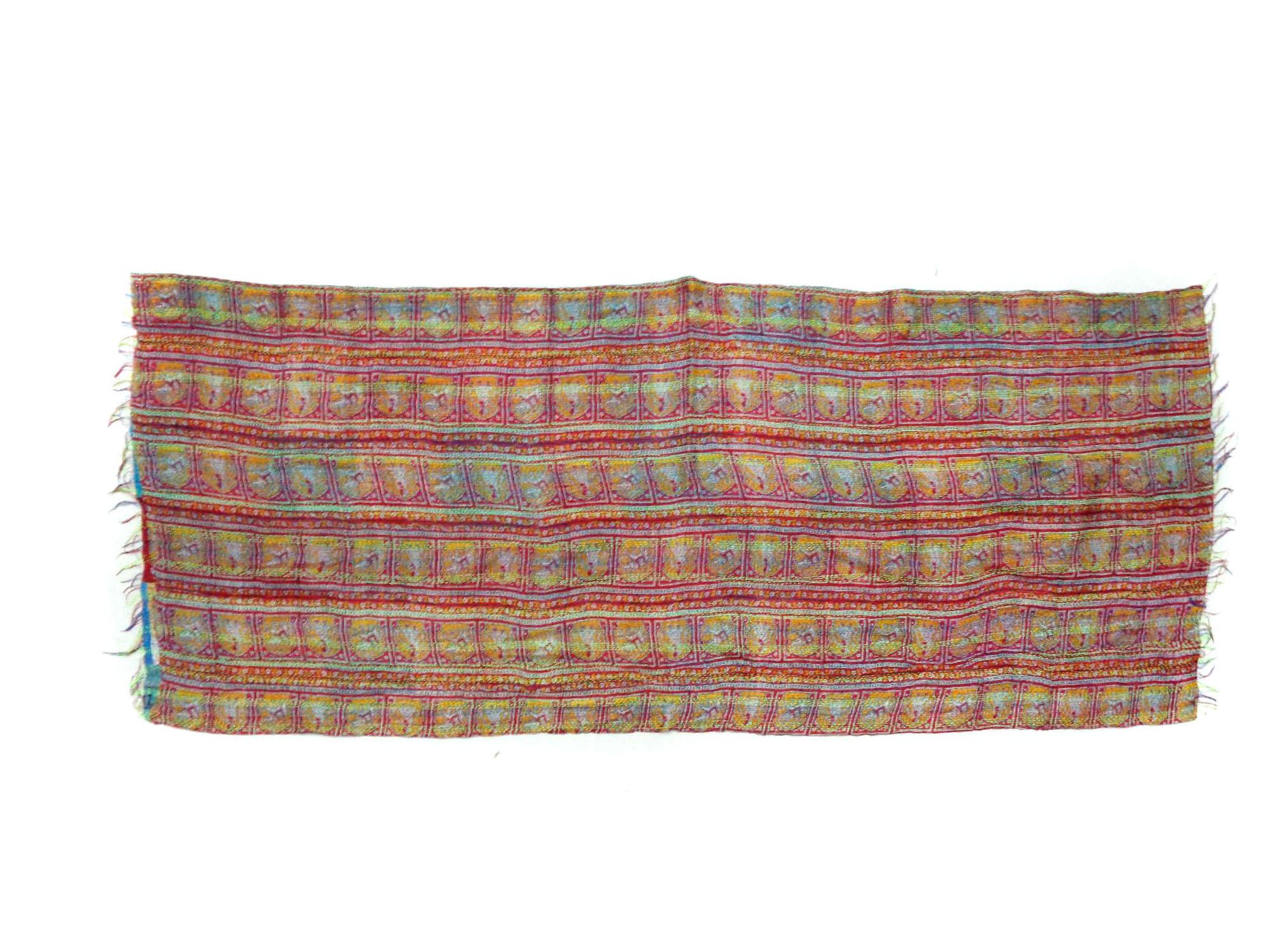 Handmade patchwork long Silk Kantha Scarf Head Wrap Stole Dupatta Hand Quilted Women Bandanas KU26