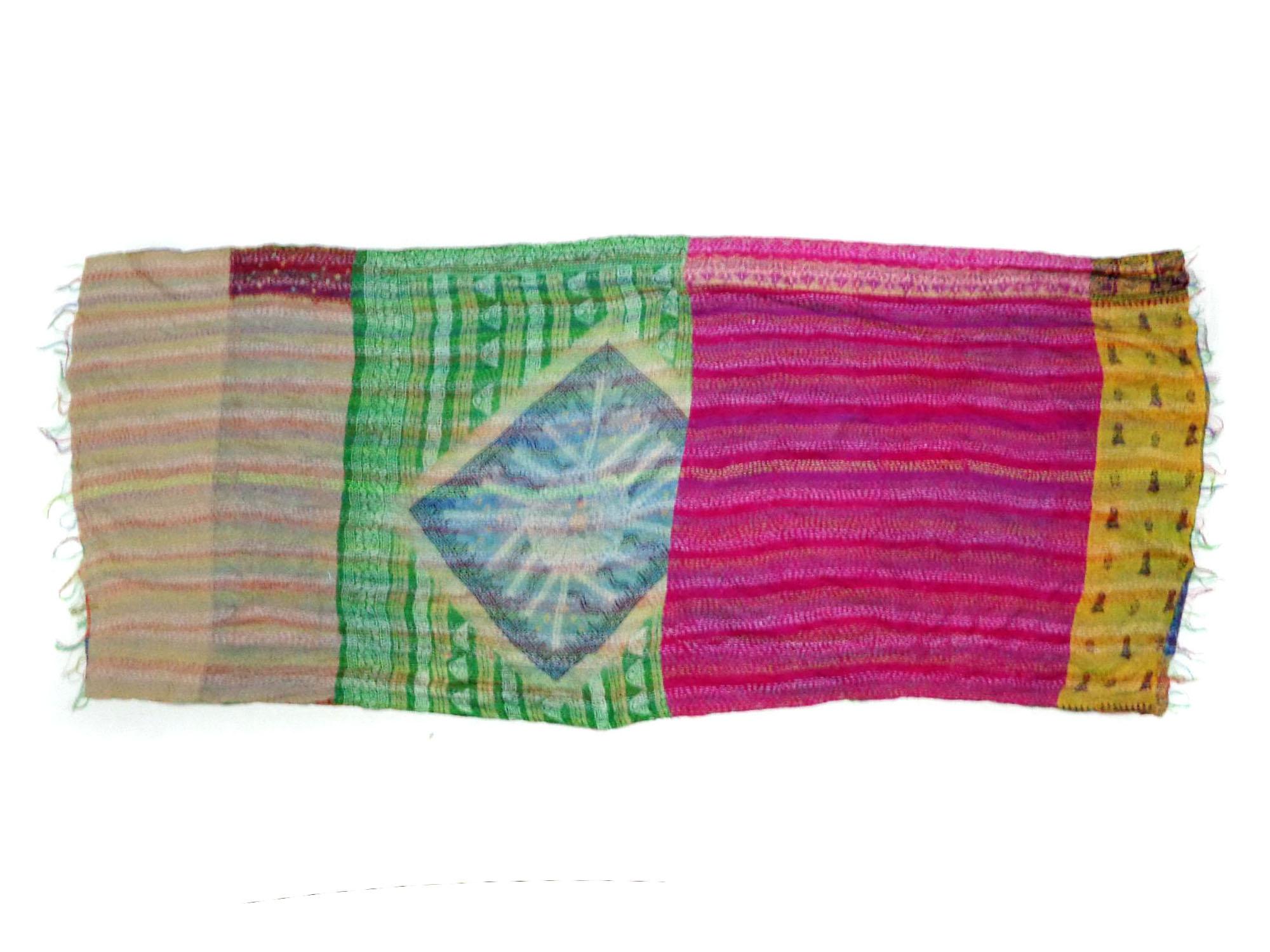 Silk Kantha Scarf patchwork Head Wrap Stole Dupatta Hand Quilted Women Bandanas KU22