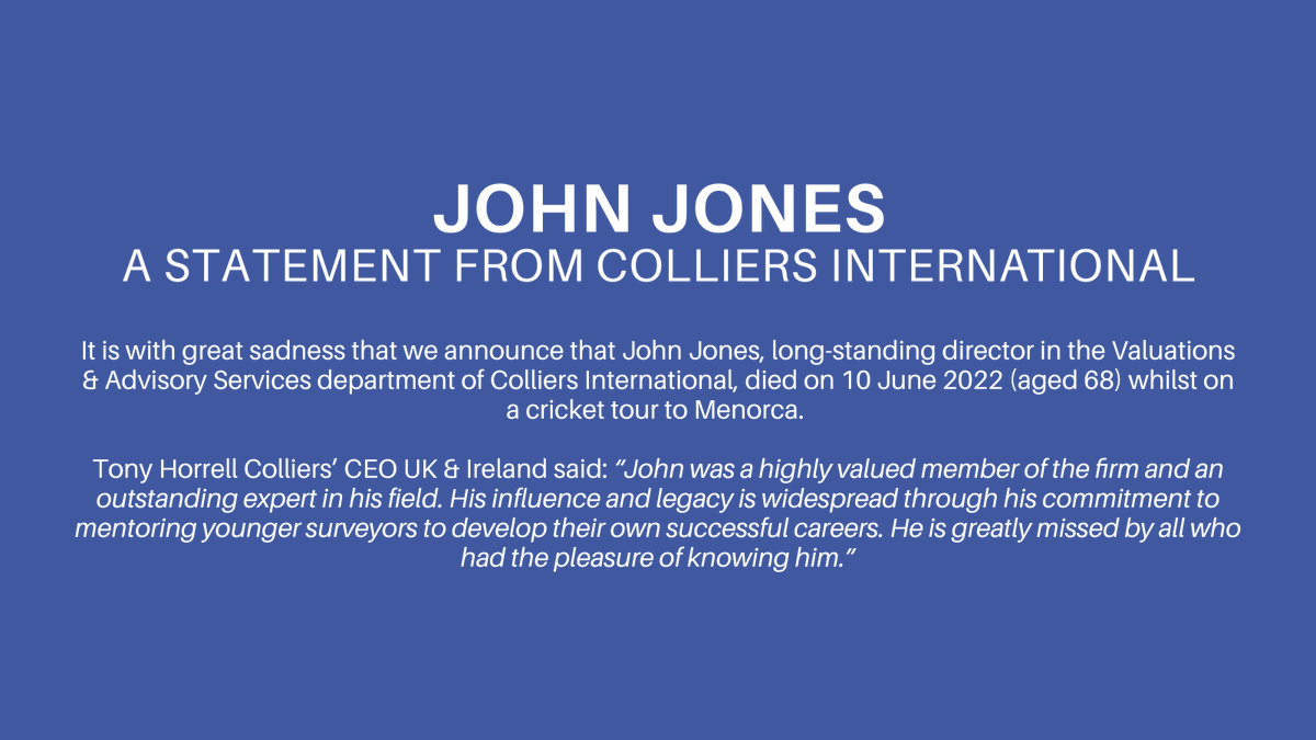 The CPA are sad to hear the passing of John Jones. We have been made aware those in the industry are welcome at the funeral. More details can be found by following the link: egi.co.uk/news/industry-…