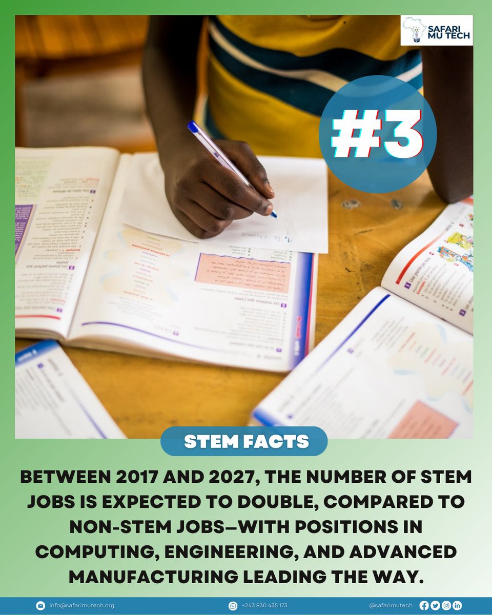 3️⃣ : In third place, a significant fact.

We offer these STEM facts to remind you that you are making the right choice.

#safarimutech #STEM #technology #Science  #StemEducation #RDC  #Africa #facts