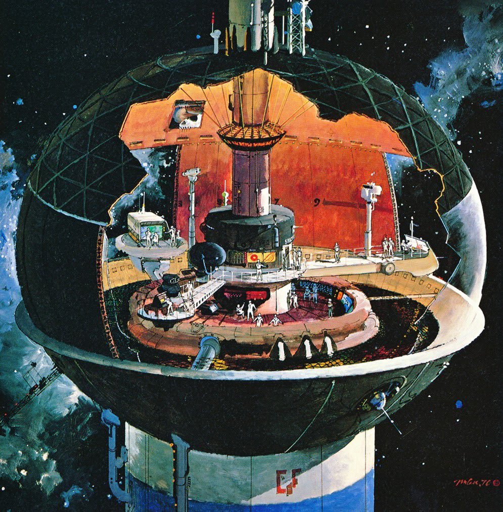 retroscifiart's tweet photo. Concept art by Robert McCall for The Black Hole (1979) https://t.co/734HI7v6I0