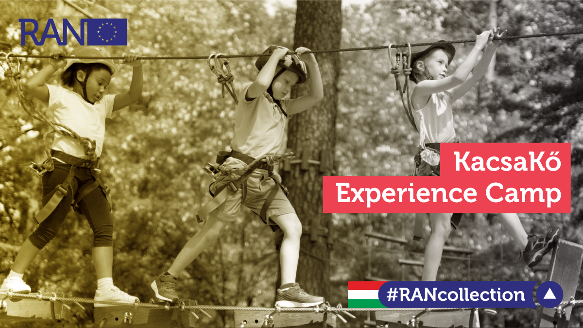 EUPreventionHub's tweet photo. 🏕️Through summer camp activities &amp; sports, the KacsaKő Association in Hungary 🇭🇺 brings children from different social ‘bubbles’ closer, to fight prejudices &amp; help prevent #radicalisation.

✅ Check out this #RANcollection practice and be inspired 👉https://t.co/C8qwe7qDBk https://t.co/bVHMrOel8O