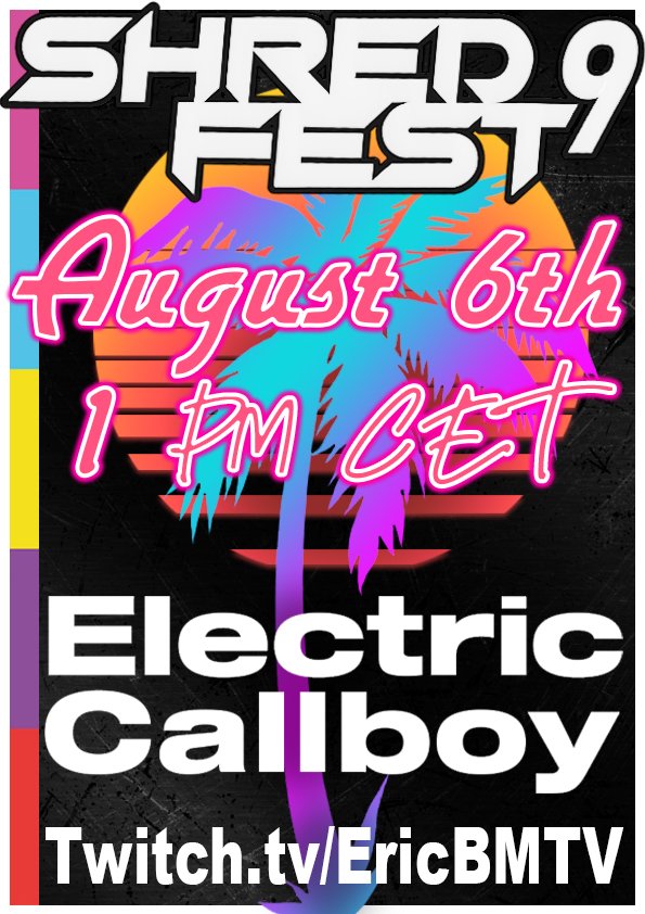 In just over 24 hours, <a href="/EricBMTV/">EricBMTV</a> will take part in a little event on Twitch called Shredfest
to play 1 hour of <a href="/ElectricCallboy/">Electric Callboy</a> @UnityRocksmith 
Twitch.tv/ericbmtv
See you there!
#twitch 
#music 
#community 
#fun