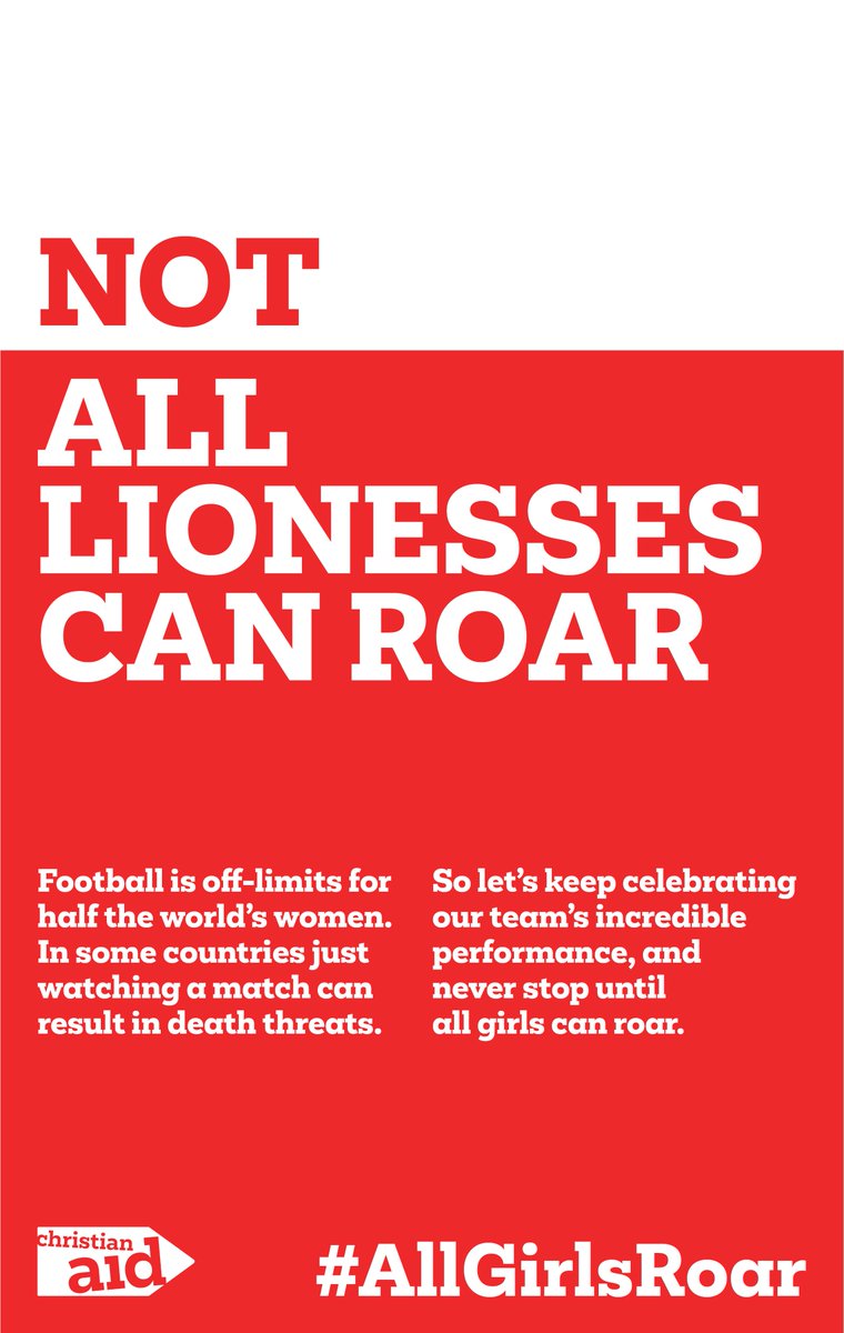 christian_aid's tweet image. ⚽As we show our support to the Lionesses for bringing it home, let's not forget to also support all the women in the world who aren’t even allowed to play football. #AllGirlsRoar