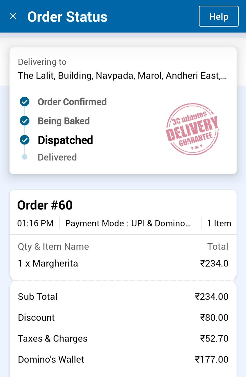 raki2511's tweet photo. @dominos_india it's been over 1hr 10mins stilly order is not delivered it was marked dispatched since 15mins but delivery guy is still at store when i tried calling to check why more delay they answer so rudely unprofessional casual attitude. https://t.co/hpGjgcTHQ6
