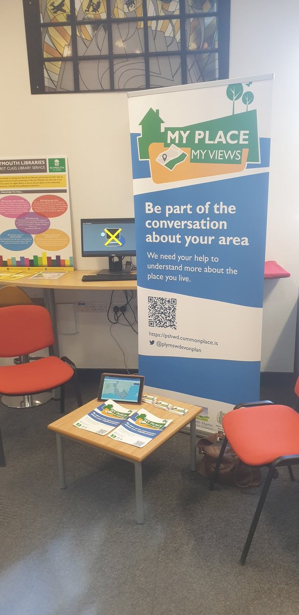 This morning we're at Plymstock library! Pop along to say hi and be part of the conversation about your neighbourhood! #myplacesmyviews <a href="/plymlibraries/">Plymouth Libraries</a>