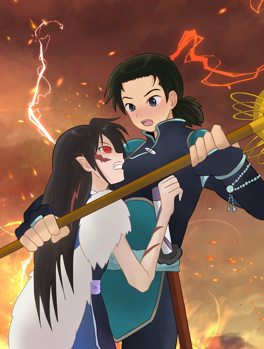 rasya_12_'s tweet photo. 何かの拍子で封印が解けて
暴走するせつなと喰い止める翡翠。

「せつな！俺が分からないのか！」

#翡せつ #ひすせつ https://t.co/vkIAzdCSke