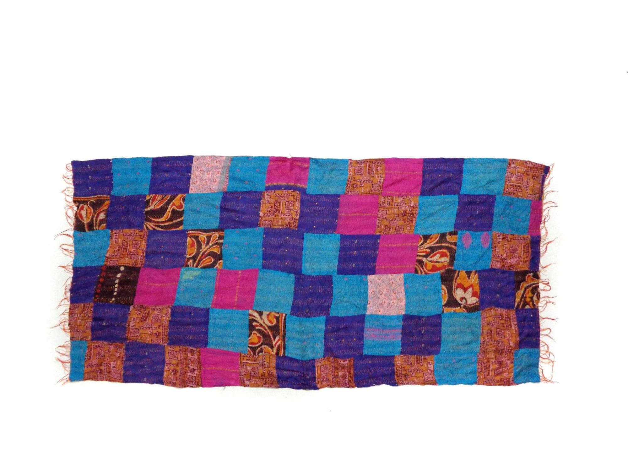 Handmade patchwork long Silk Kantha Scarf Head Wrap Stole Dupatta headband Collar Neckerchief Scarves KU18