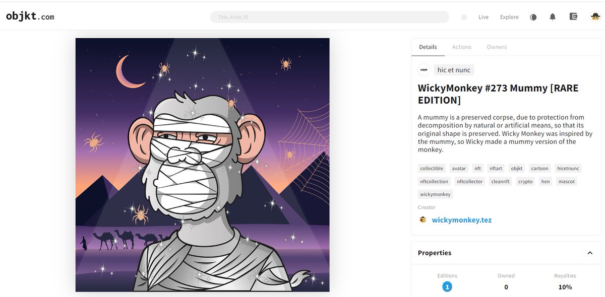 WickyMonkey's tweet photo. Remember this Mummy?
✅Discord: https://t.co/BfEFzl2sFs
💰https://t.co/ltCSJxsmmb
#wickymonkey #NFTCommunity #nftcollector #NFTs #NFTCollection #objktcom #tezos https://t.co/oPt5zInaU0