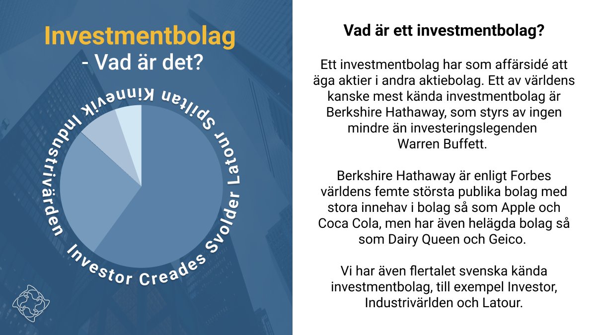 edgerfinance's tweet photo. Investmentbolag - Vad är det? Varför ska man överväga att ha sådana bolag i sin portfölj? Mer om detta i dagens inlägg! 
#privatekonomi #finans #aktier #fonder #börsen #investera #sparande #crypto #finanstwitter #aktieraket #finansiering #aktieanalys https://t.co/CMGsortWC2