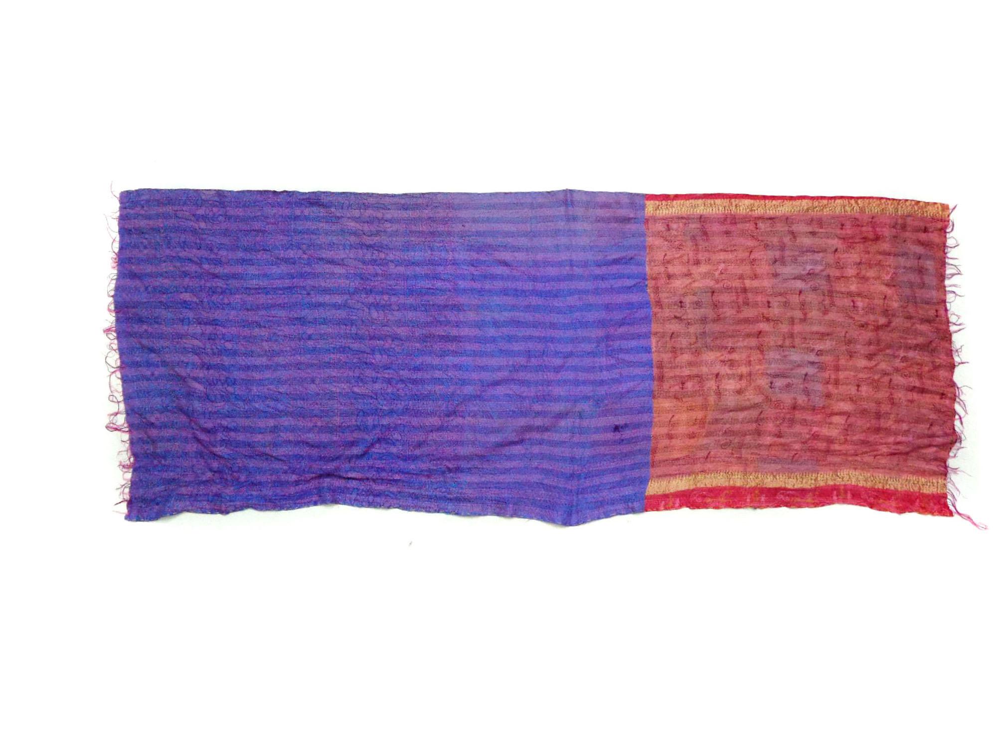 Handmade patch work long Silk Kantha Scarf Head Wrap Stole Dupatta Hand Quilted Women Shawl Stitched KU04