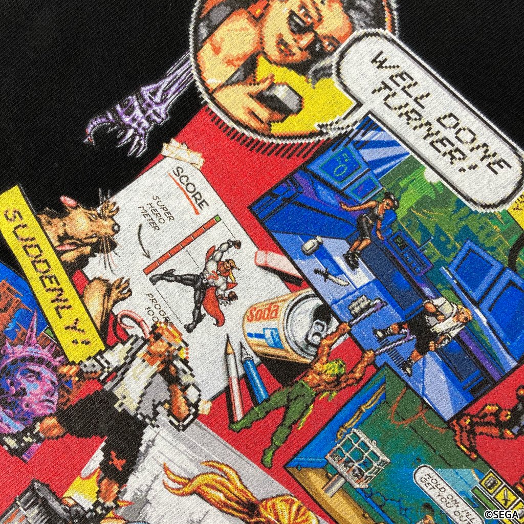 akibaunyu's tweet photo. 【PICK UP!!】
『コミックスゾーン "Sketch" Ｔシャツ』
メガドライブミニにも収録されたプレミアソフトが、アメコミの世界観そのままＴシャツに🎉
あえて雑多なコラージュデザインに落とし込み、一見ゲームＴとは思えないクールな１枚に仕上げました👀
https://t.co/AMXCYMdJyZ
#AKIBA_SEGA https://t.co/VfDcS6J2yQ