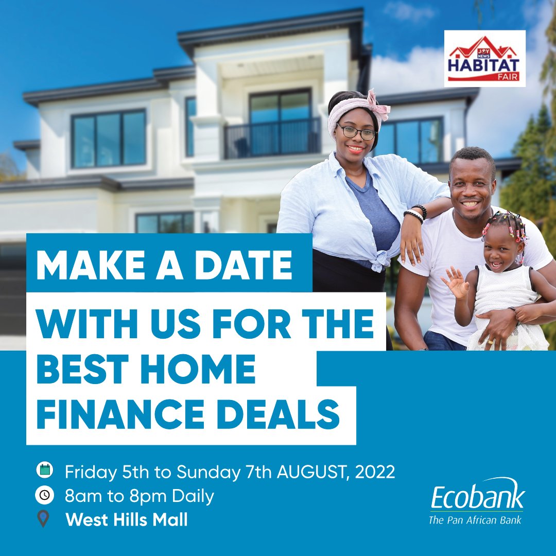 Where you live matters! Join us at the Ecobank-JoyNews Habitat Fair for unmatched deals from #Ecobank and #partners. #mortgage #JoyHabitatFair #EcobankJoyHabitatFair #thepanafricanbank