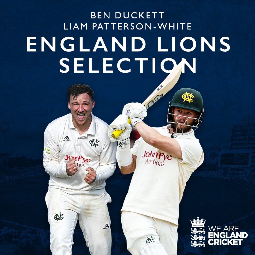 TrentBridge's tweet photo. And you're going to hear them roar.

A maiden #EnglandLions selection for @LiamPattersonW2.

He is joined by @BenDuckett1 in the squad for the game, starting on 9 August, against South Africa. 

Full story 👉 https://t.co/Elg0XfhV0y https://t.co/LUmddkXkm7