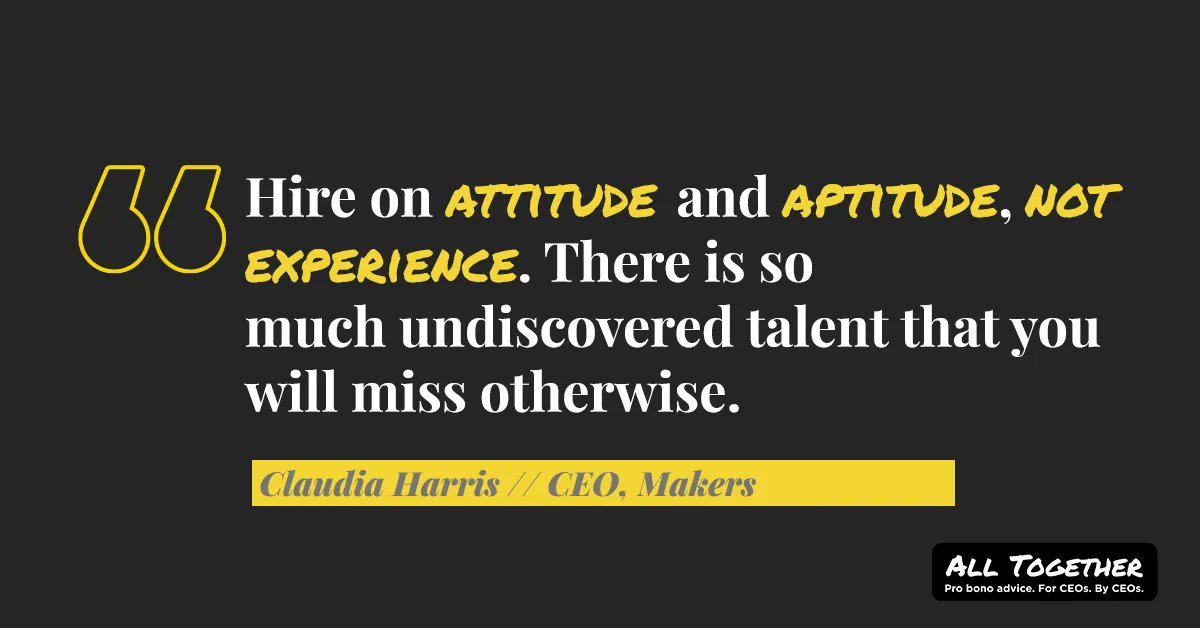 CEO of <a href="/makersacademy/">Makers</a>, <a href="/claudia_harris/">Claudia Harris</a>, explains why you should be paying less attention to CVs and more attention to your applicants as people.

Listen to the full Three Things podcast episode to hear more advice from Claudia: buff.ly/3cQykg3
