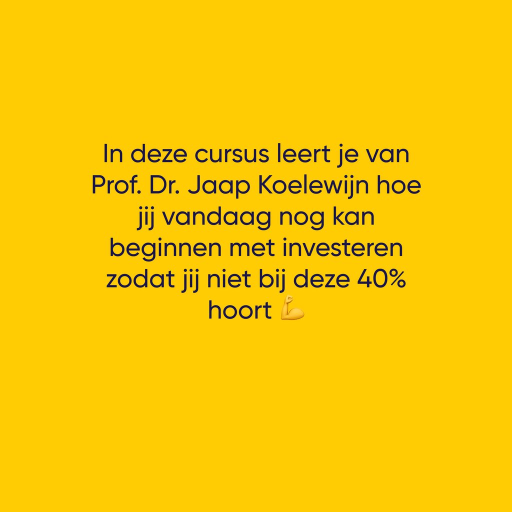 40% van de mensen in Nederland ouder dan 35 heeft spijt dat ze niet eerder voor hun pensioen hebben geïnvesteerd.. 🥴
Of jij ook bij deze 40% gaat horen is aan jou, wij geven je alvast een opzetje 💪

beleggersacademy.com/cursussen/bele…