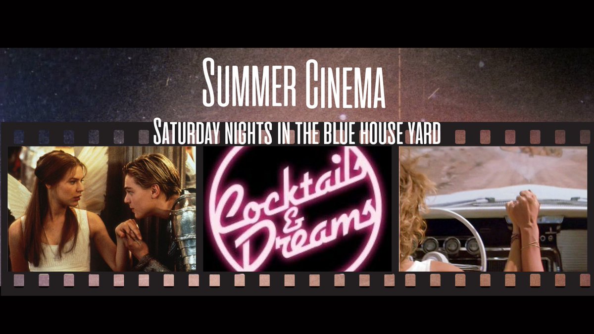 We are presenting 'Summer Cinema' in the @bluehouseyard every Saturday throughout August! Tomorrow (Sat 6th Aug) we'll be screening Baz Luhrmann's 'Romeo + Juliet' - 8pm arrival for an 8:30pm start (as the sun goes down) Popcorn will be served.